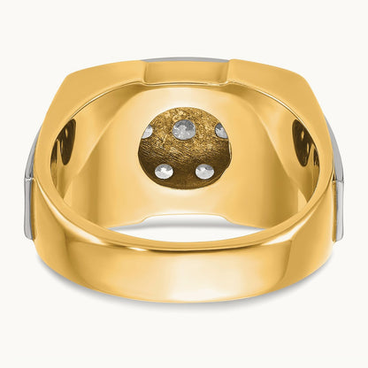 IBGoodman Men's Polished and Satin Diamond Cluster Ring, 14K Two-tone