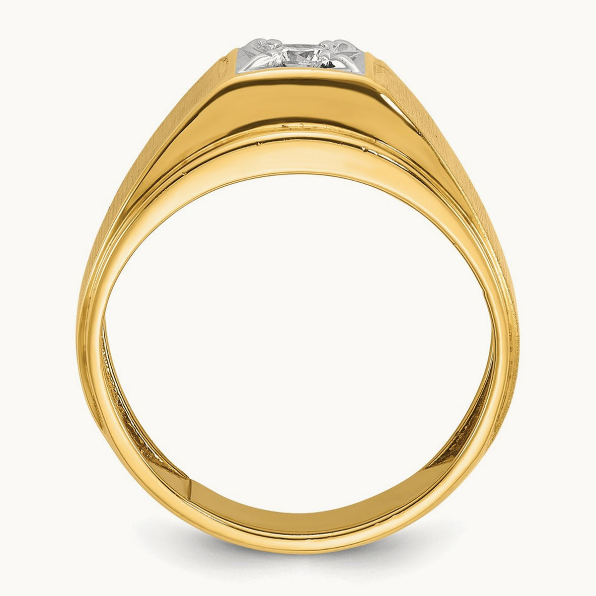 IBGoodman Men's Polished and Satin Diamond Complete Ring, 14K Two-tone