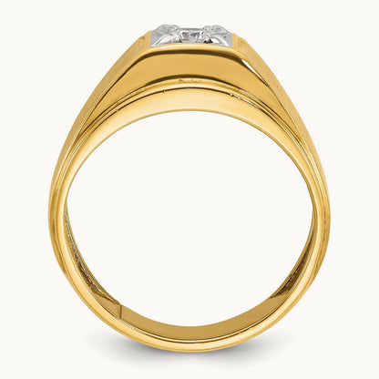 IBGoodman Men's Polished and Satin Diamond Complete Ring, 14K Two-tone