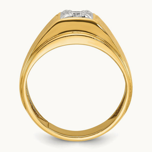 IBGoodman Men's Polished and Satin Diamond Complete Ring, 14K Two-tone