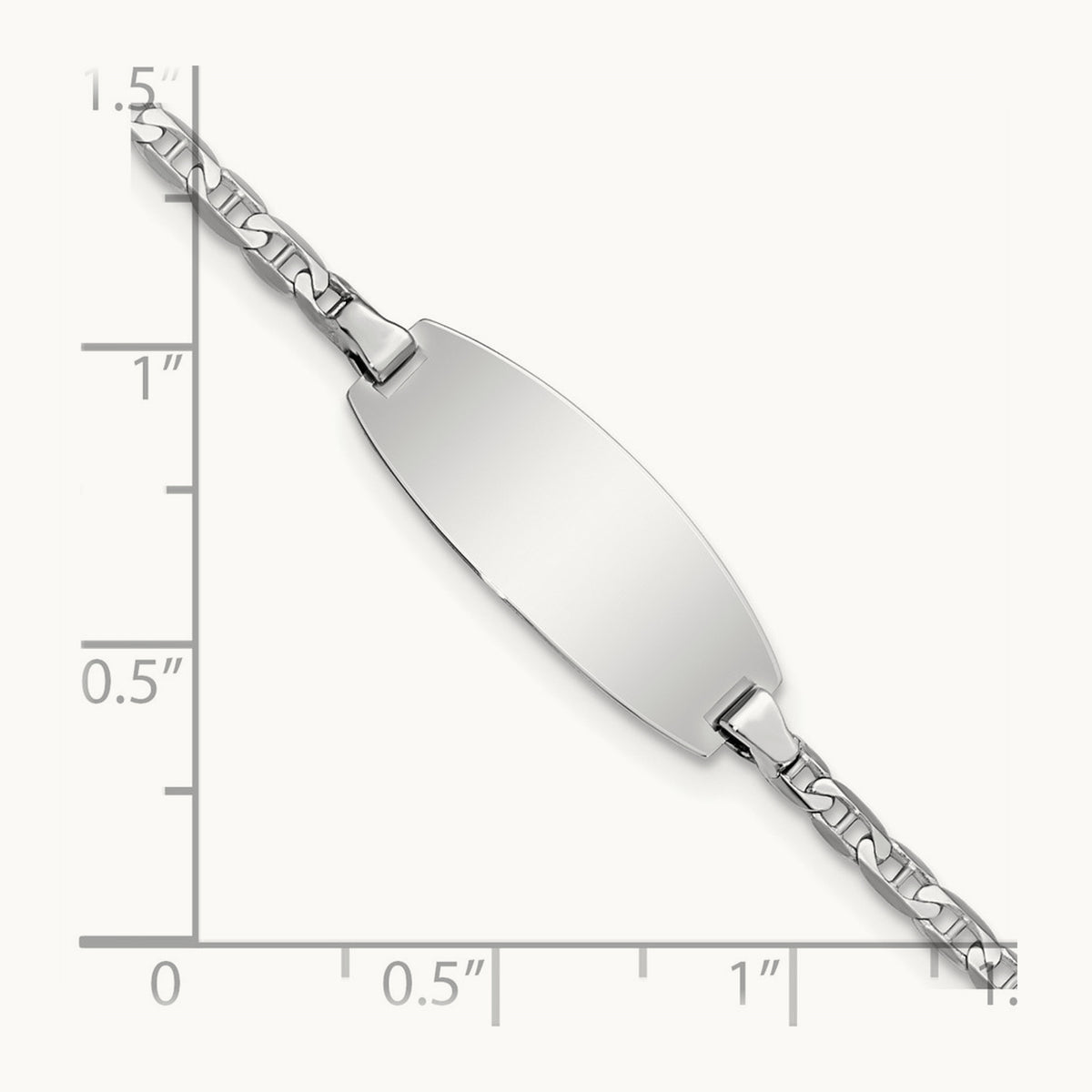 Oval Anchor ID Bracelet — 14K White Gold, 6mm