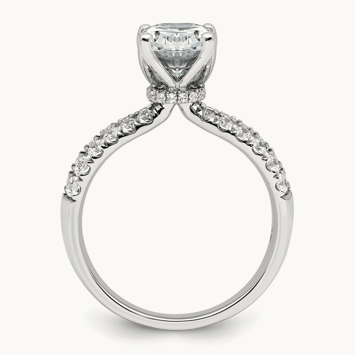 1 5/8ct Cert Lab Grown Diamond VS+ F+ Oval Comp Eng Ring, 14K White Gold