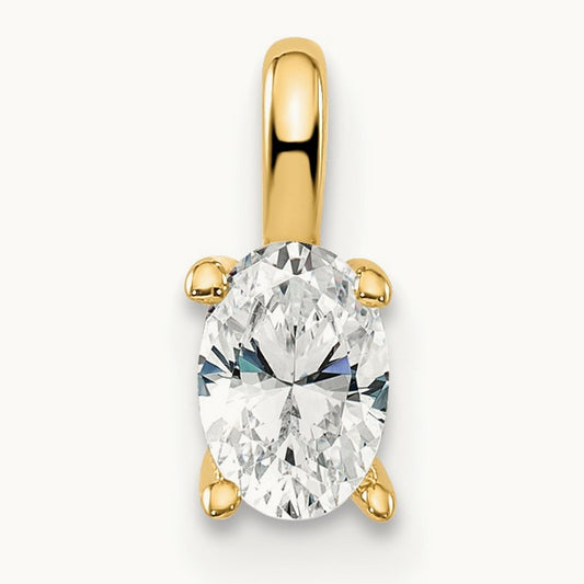 Oval Solitaire Pendant, 0.25-0.50 ct tw Lab-Grown Diamond — 1/3 ct, 14K Yellow Gold