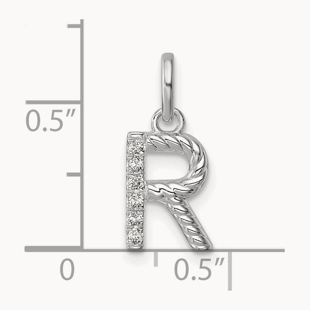 Twisted Diamond Charm — 14K White Gold, R