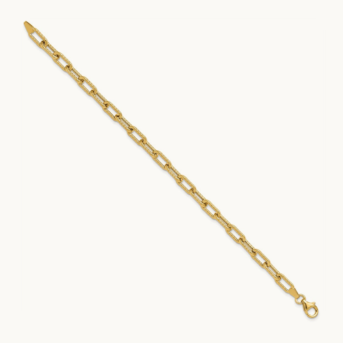 Polished and Textured Fancy Link Bracelet, 14K