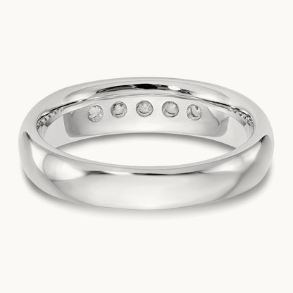 5-Stone Diamond Channel Band, 14K White Gold