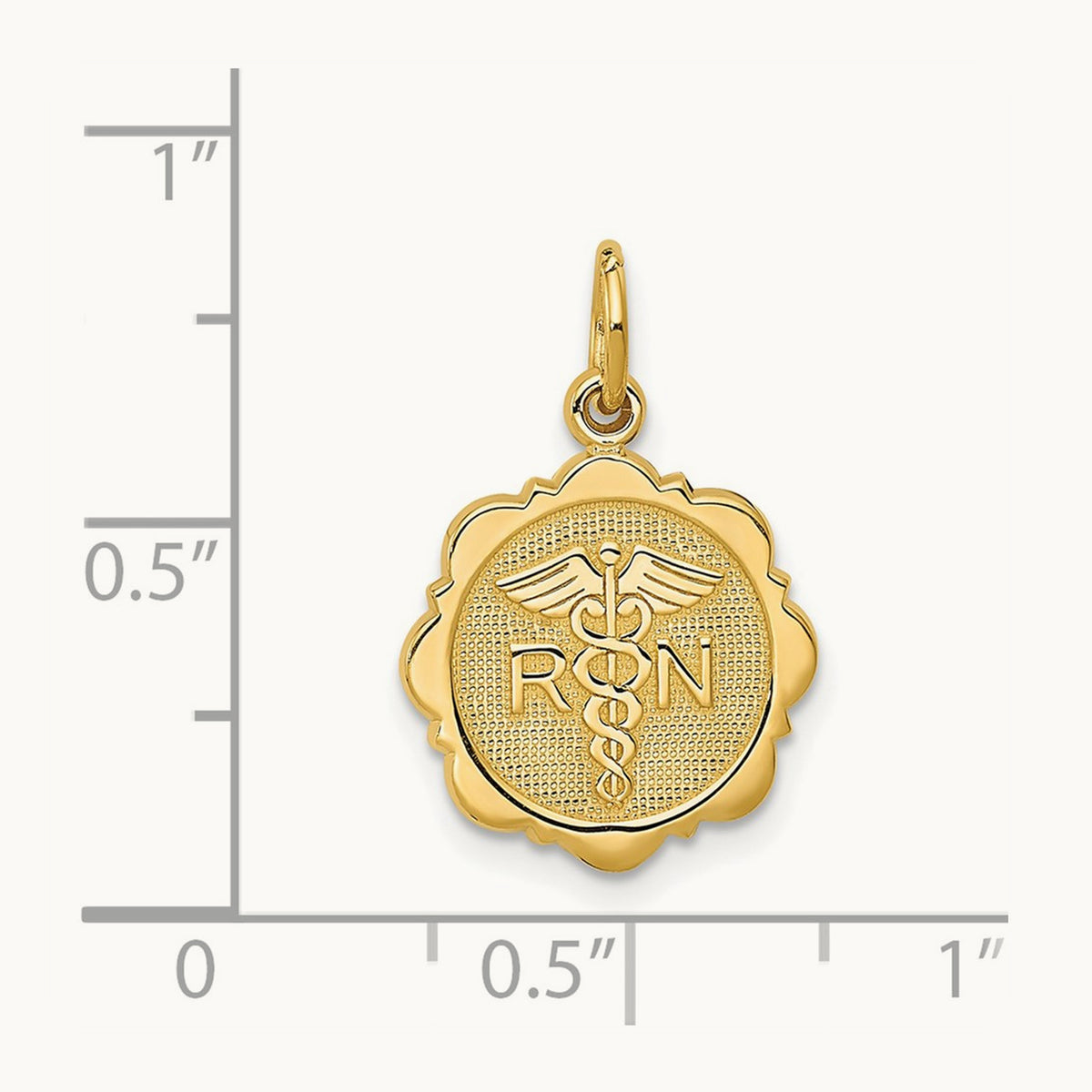 RN Registered Nurse Disc Charm, 14K