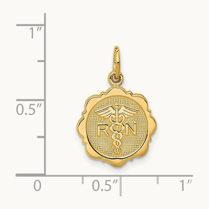 RN Registered Nurse Disc Charm, 14K