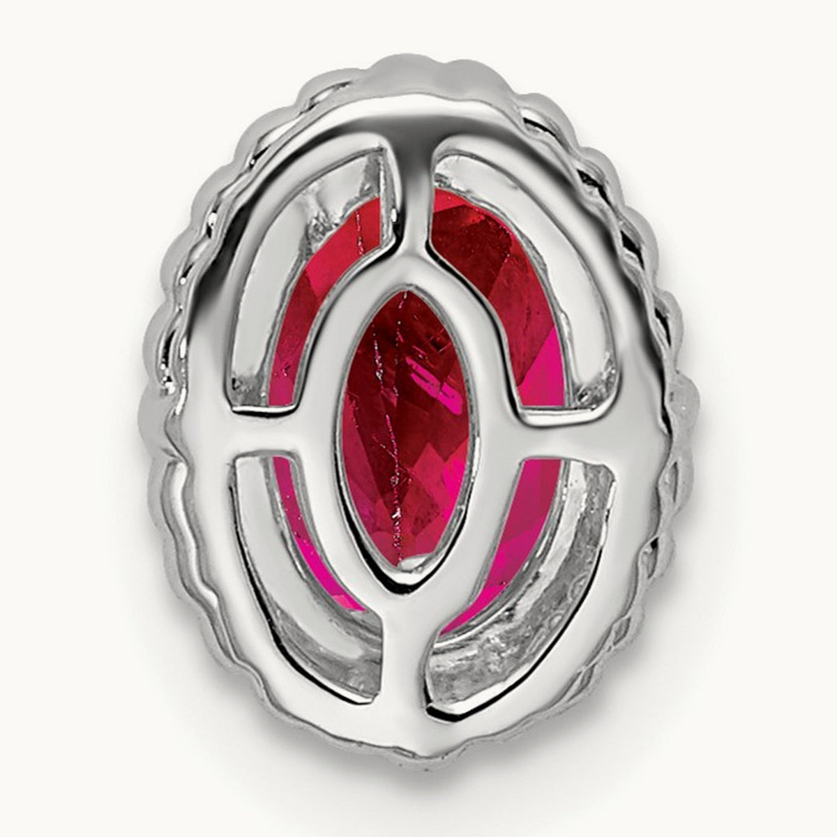 Oval Ruby Chain Slide — 14K White Gold