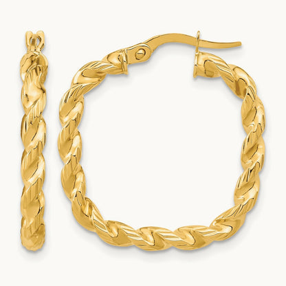 Polished Square Twisted Hoop Earrings, 14K — Leslie's