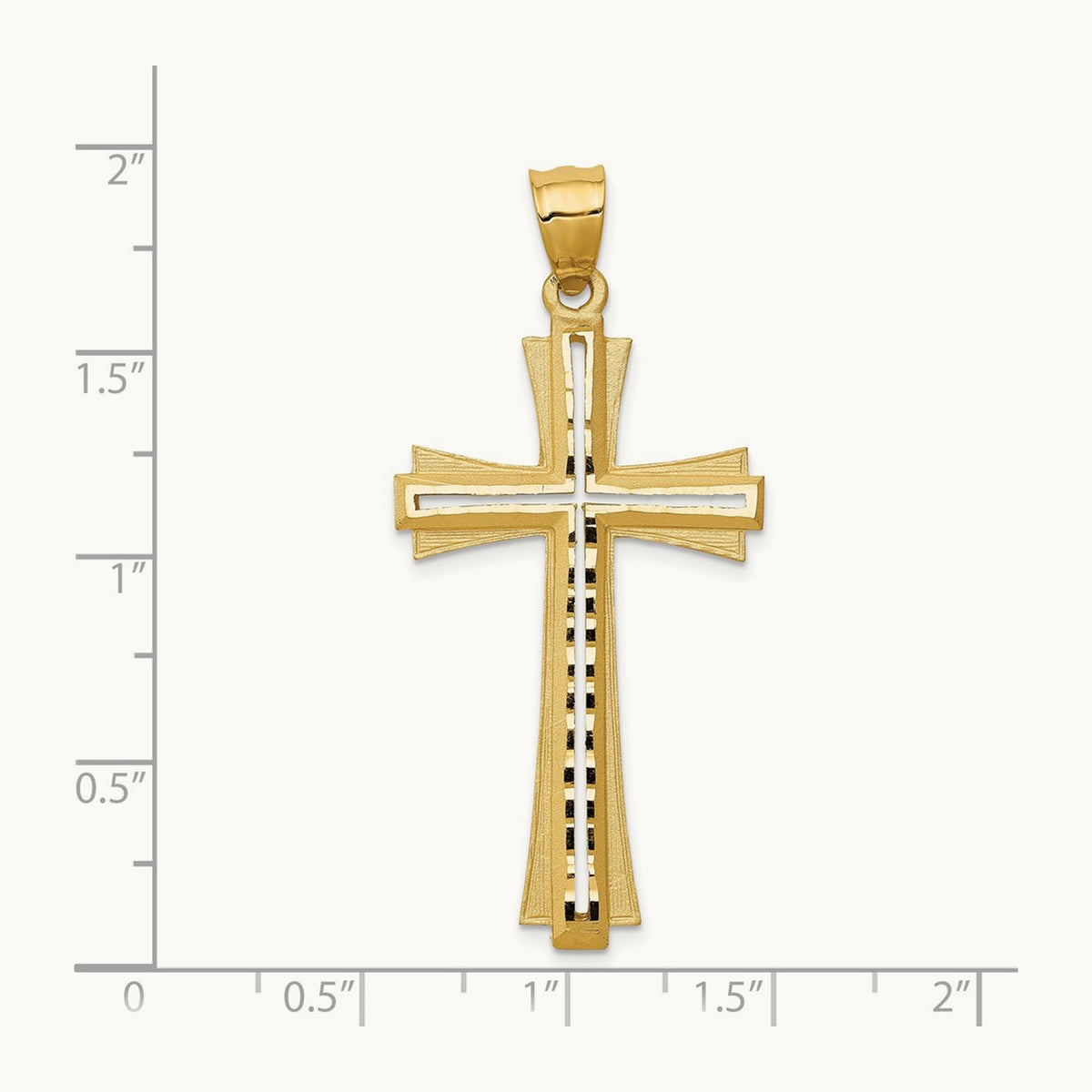 Diamond Cut and Satin Cross Pendant, 14K