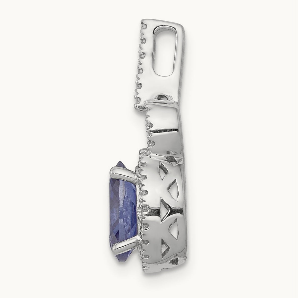 Oval .95 Tanzanite and Diamond Pendant, 14K White Gold