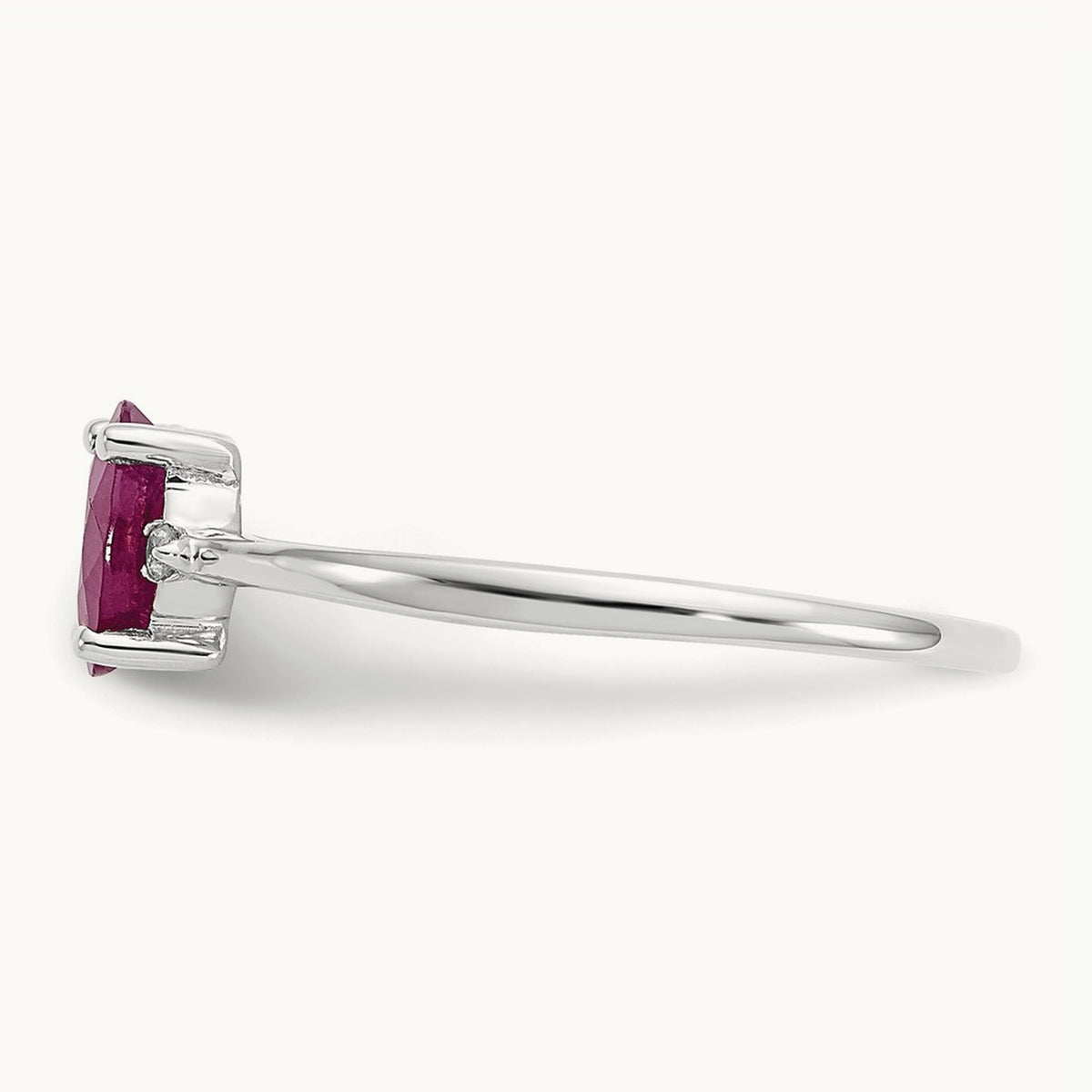 Diamond & Ruby Birthstone Ring — 14K White Gold, 6