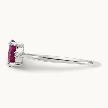 Diamond & Ruby Birthstone Ring — 14K White Gold, 6