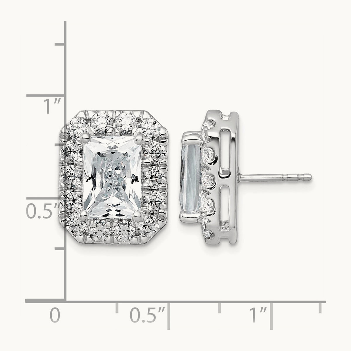 Radiant Halo Post Earrings, 0.50-8.50 ct tw Lab-Grown Diamond — 8 5/8 ct, 14K White Gold