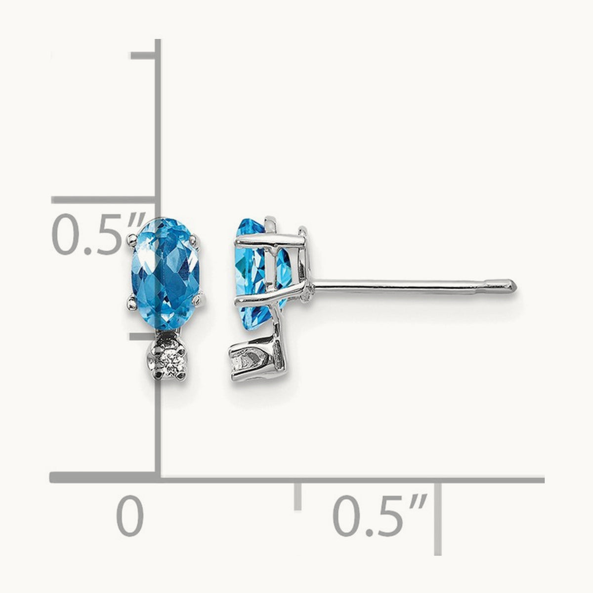 Diamond & Blue Topaz Birthstone Earrings — 14K White Gold
