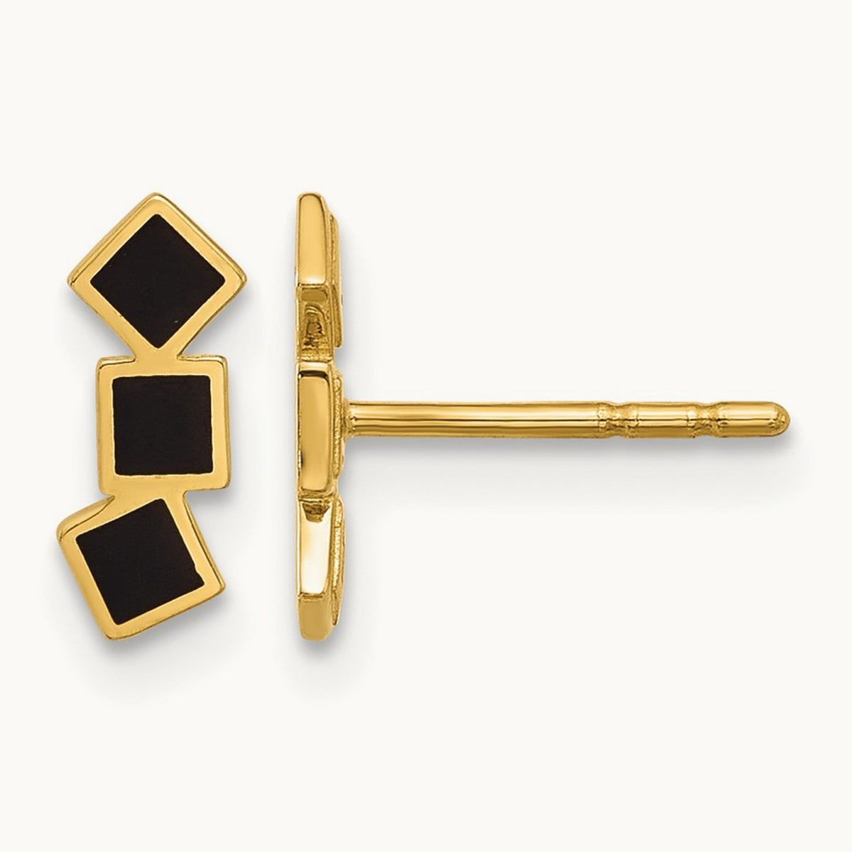 Epoxy Squares Post Earrings, 14K Black