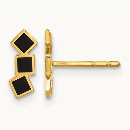 Epoxy Squares Post Earrings, 14K Black