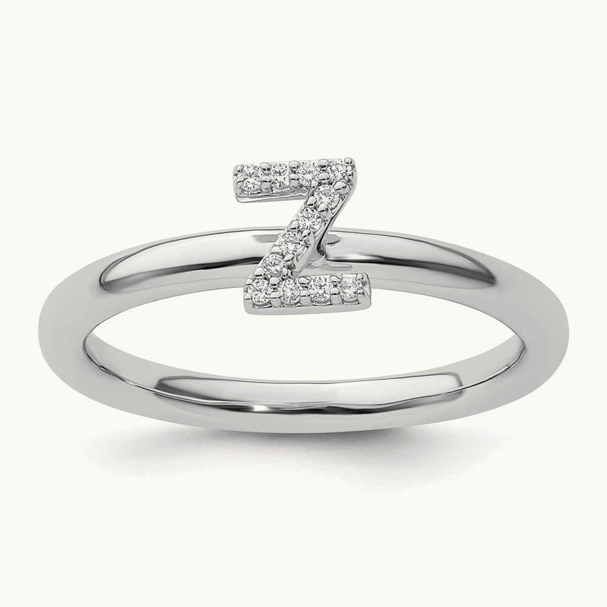 Stackable Diamond Ring — 14K White Gold, Z