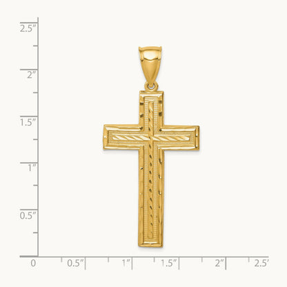 Diamond-cut Cross Pendant, 14K