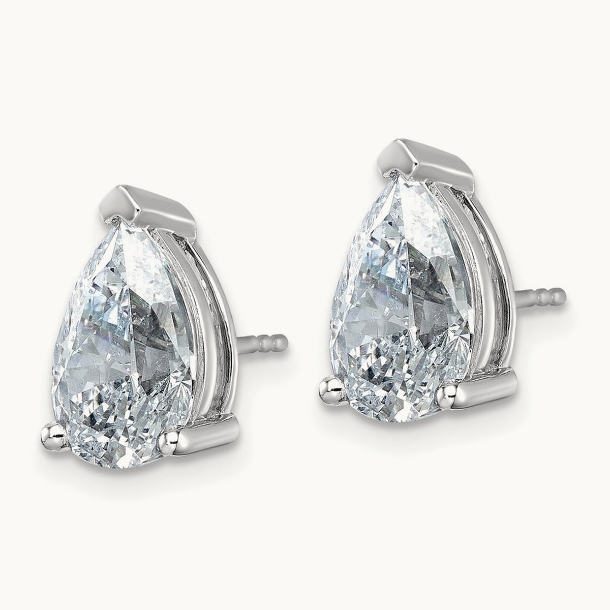 Pear 3 Prong Stud Earrings, 0.50-6.00 ct tw Lab-Grown Diamond — 6 ct, 14K White Gold