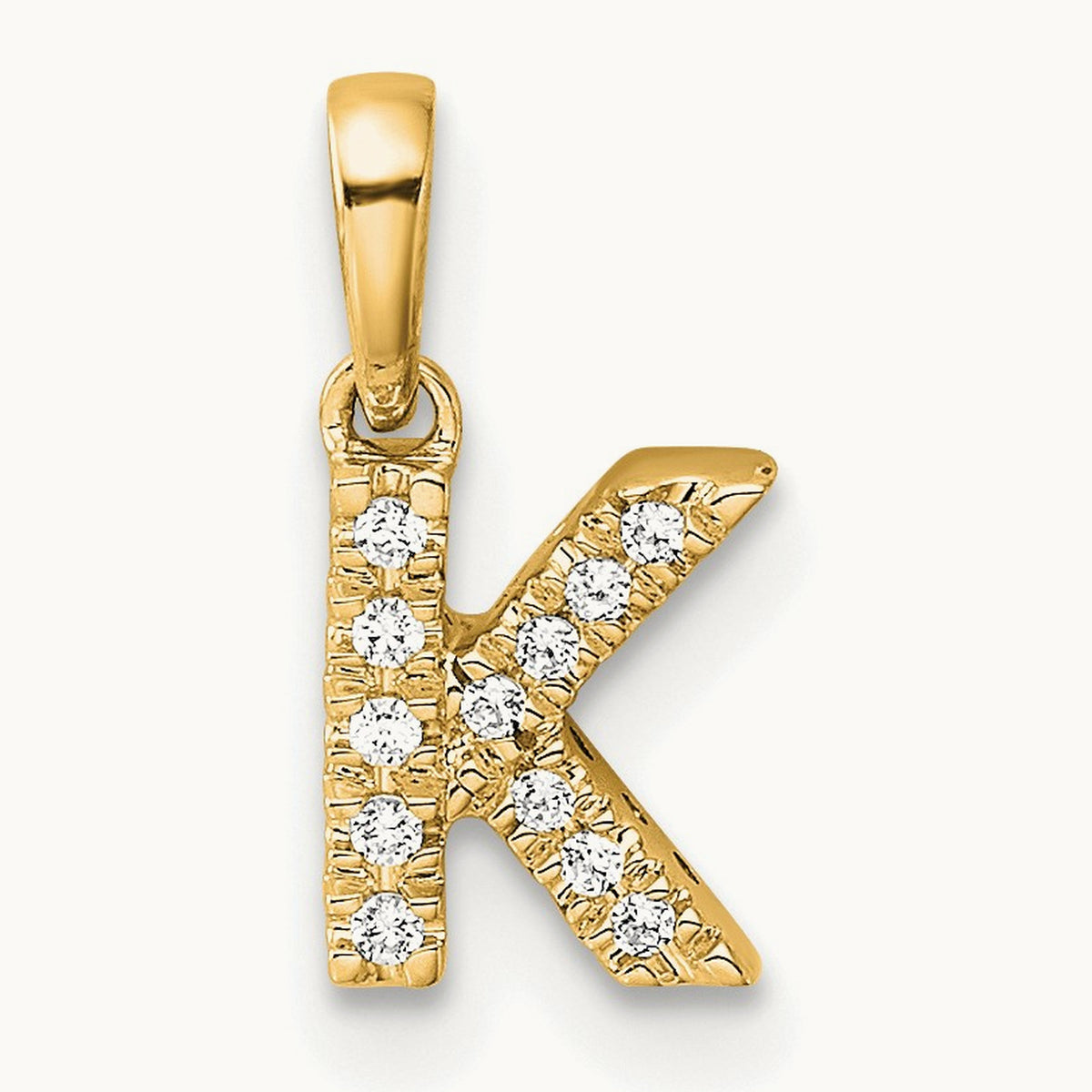 Diamond Initial with Bail Pendant — 14K Yellow Gold, K