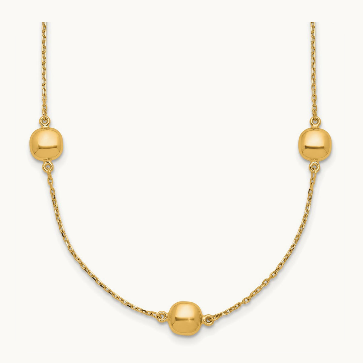 Polished 5 Station 16in w/2 in ext. Necklace, 14K