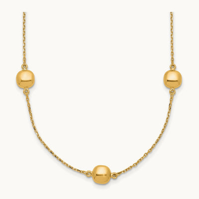 Polished 5 Station 16in w/2 in ext. Necklace, 14K