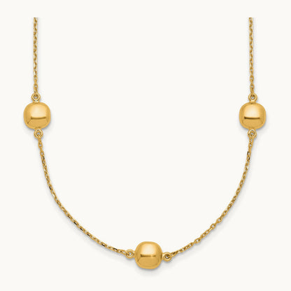 Polished 5 Station 16in w/2 in ext. Necklace, 14K