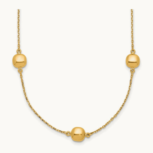 Polished 5 Station 16in w/2 in ext. Necklace, 14K