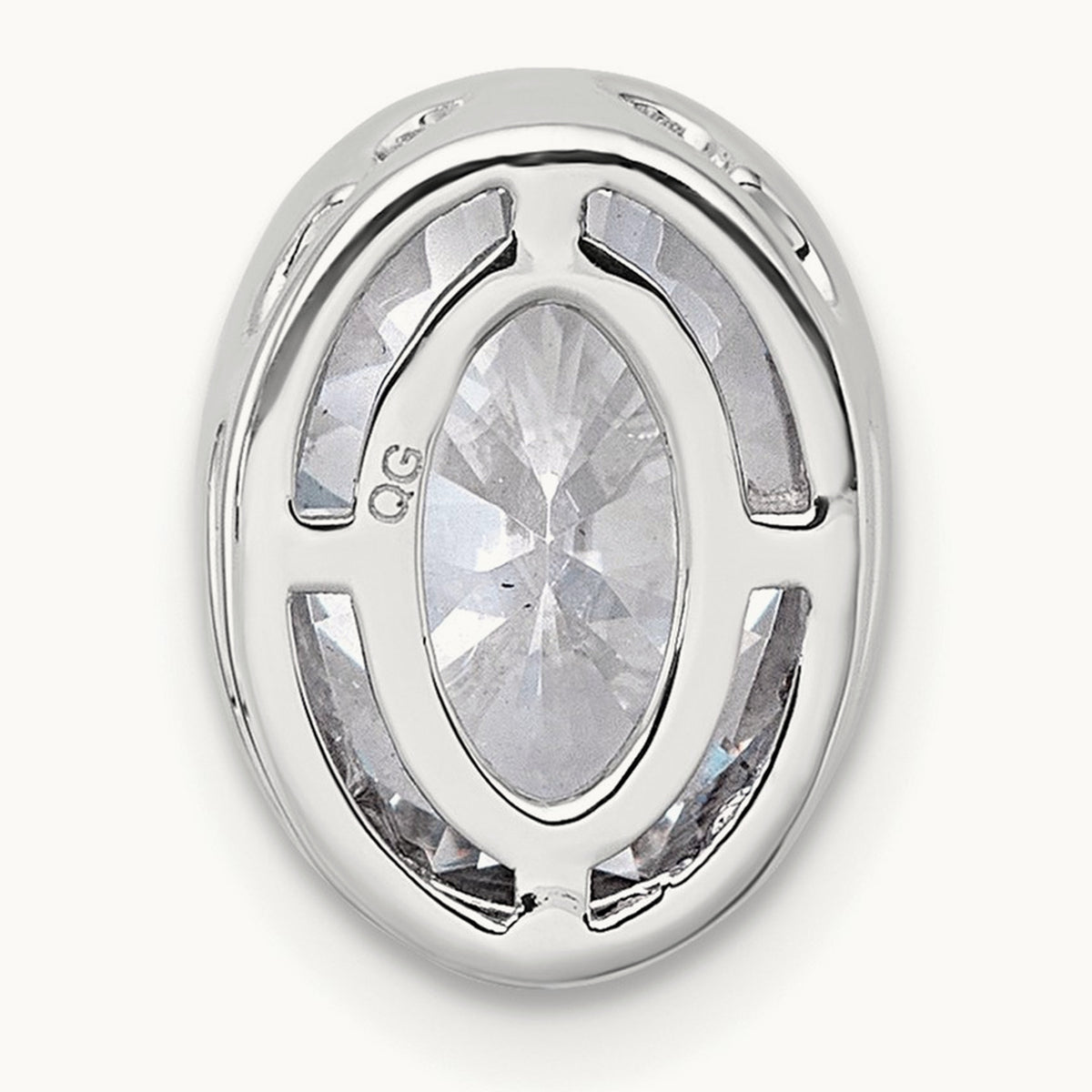 Oval Bezel Set Chain Slide Pendant, 0.25-3.00 ct tw Lab-Grown Diamond — 2 1/2 ct, 14K White Gold