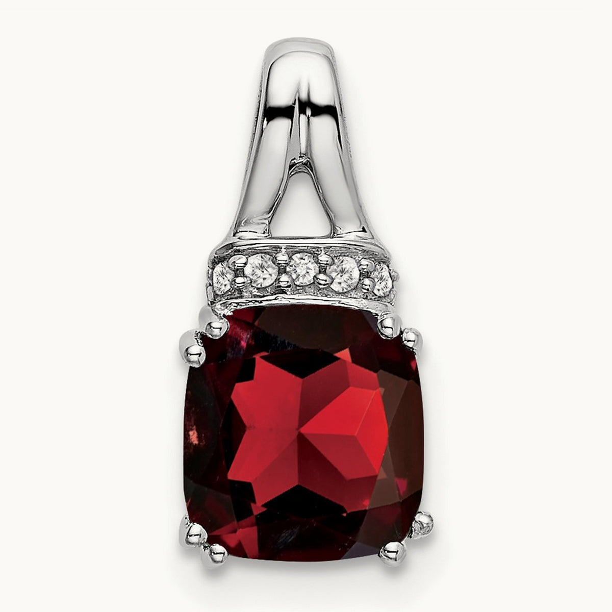 Cushion Garnet and Diamond Pendant — photo set