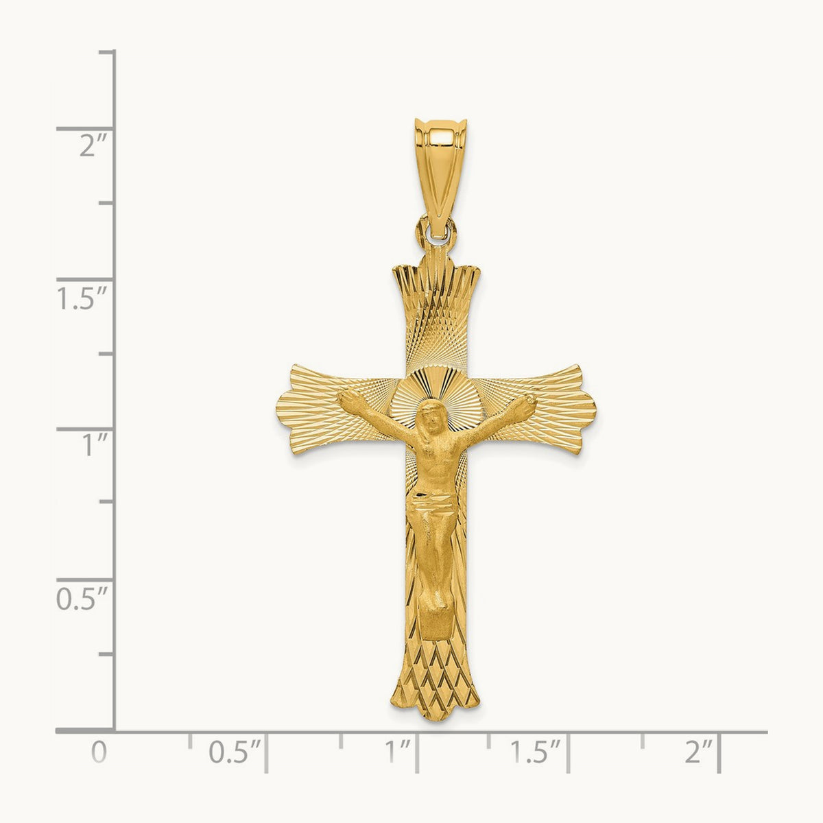 Polished Satin and D/C Crucifix Pendant, 14K