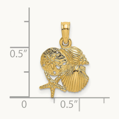 Four Shell Cluster Charm, 14K
