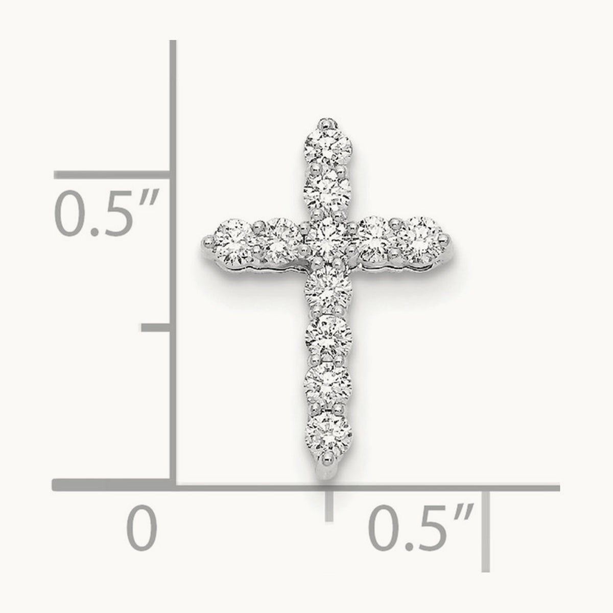 Diamond Cross 18 inch Necklace, 14K White Gold
