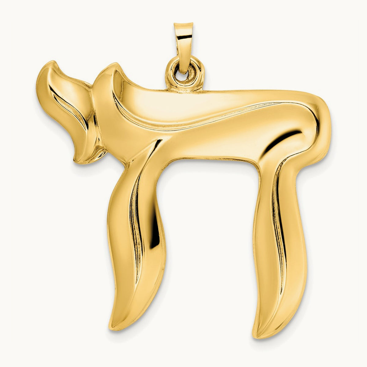 Polished Hollow Chai Symbol Pendant — 33mm