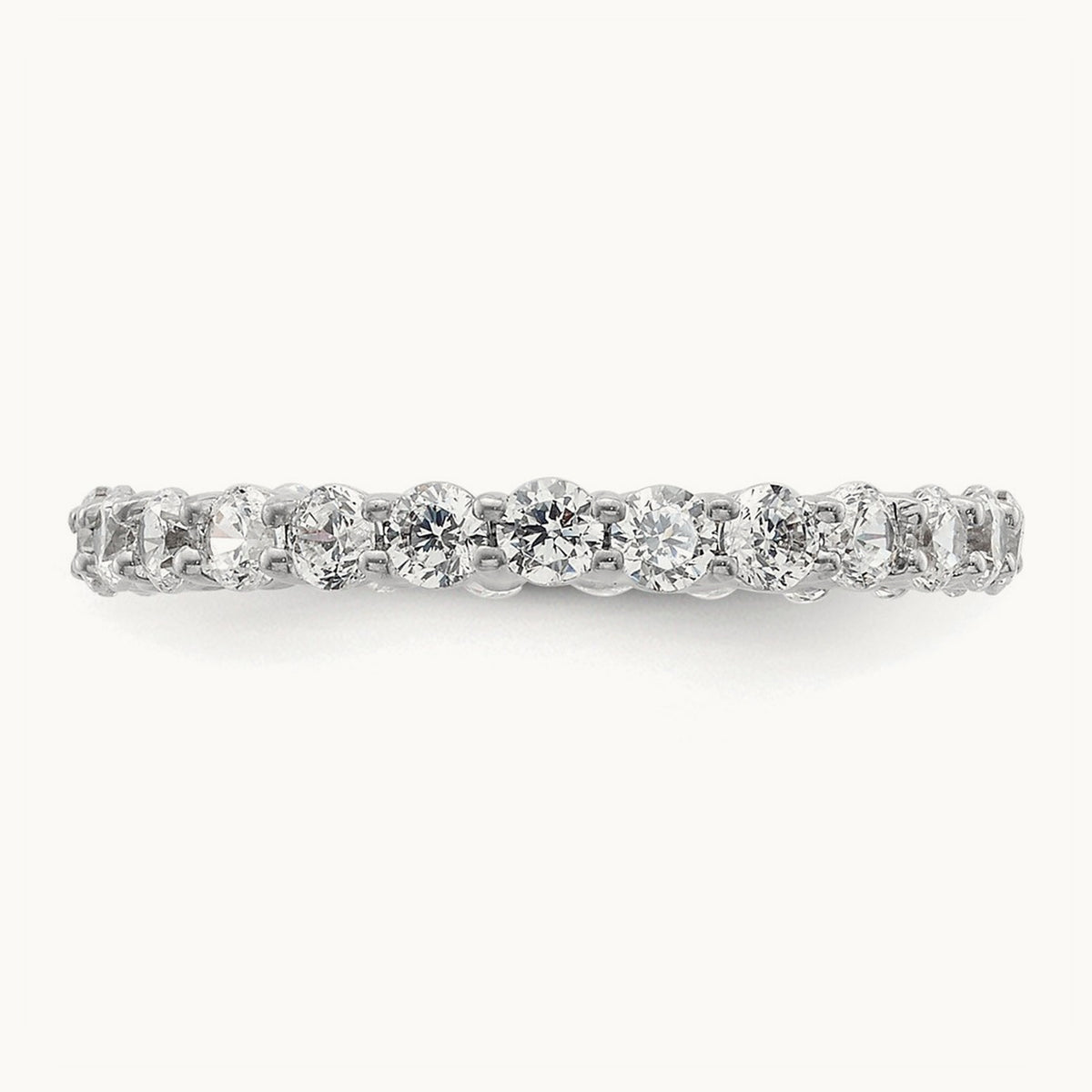 Polished Shared Prong Diamond Eternity Band — 14K White Gold