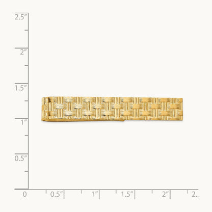 Men's Textured Basketweave Pattern Tie Bar, 14K