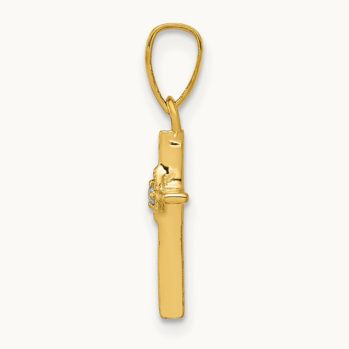 Small Diamond Cross Pendant — 14K Yellow Gold