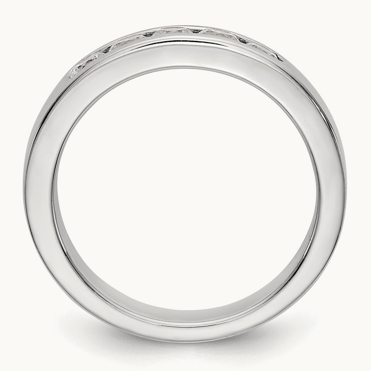 Setting: 5- Stone Closed Channel Band Mounting, 2.9mm, 14K Gold — 14K White Gold