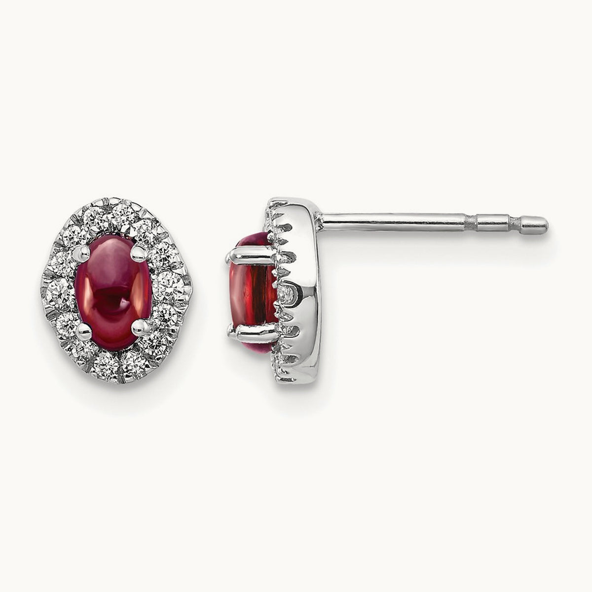 Diamond and Cabochon Garnet Earrings — photo set