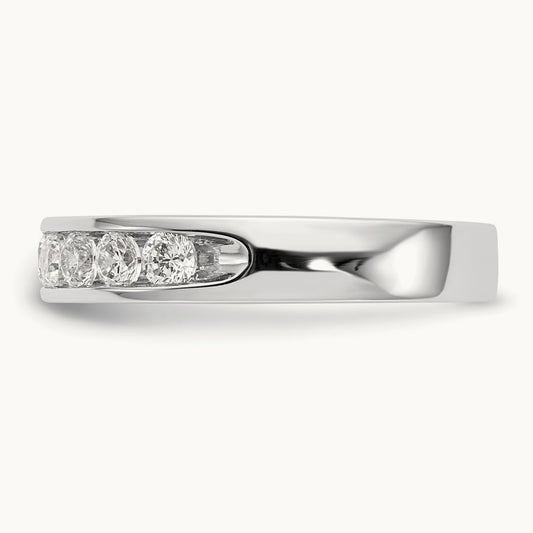 9-Stone Diamond Channel Band, 14K White Gold