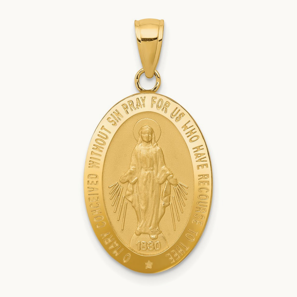 Miraculous Medal Pendant — 14K Yellow Gold, 29mm