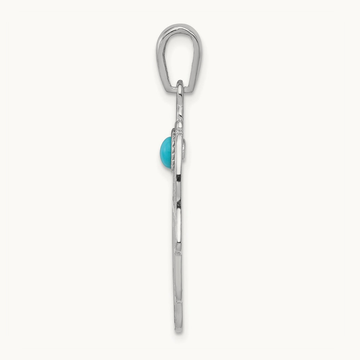 Turquoise Filigree Chamseh Pendant — 14K White Gold