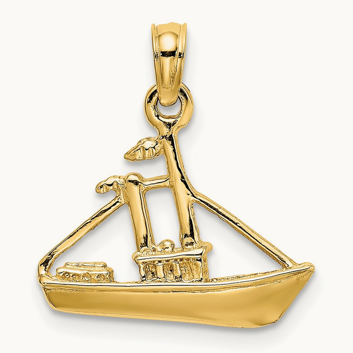 3-D Cargo Ship W/ Tug Boat Charm, 14K