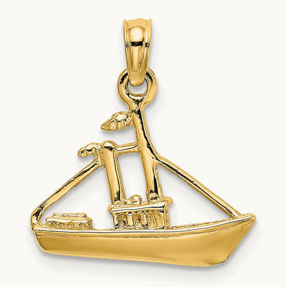 3-D Cargo Ship W/ Tug Boat Charm, 14K