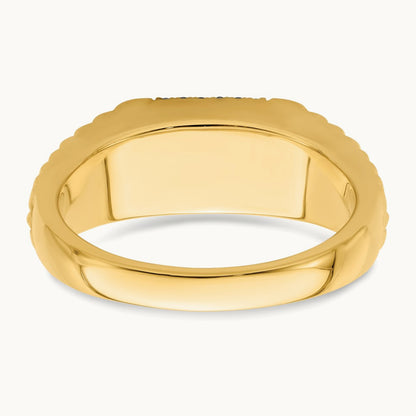 Square Sapphire and Diamond Mens Ring, 14K