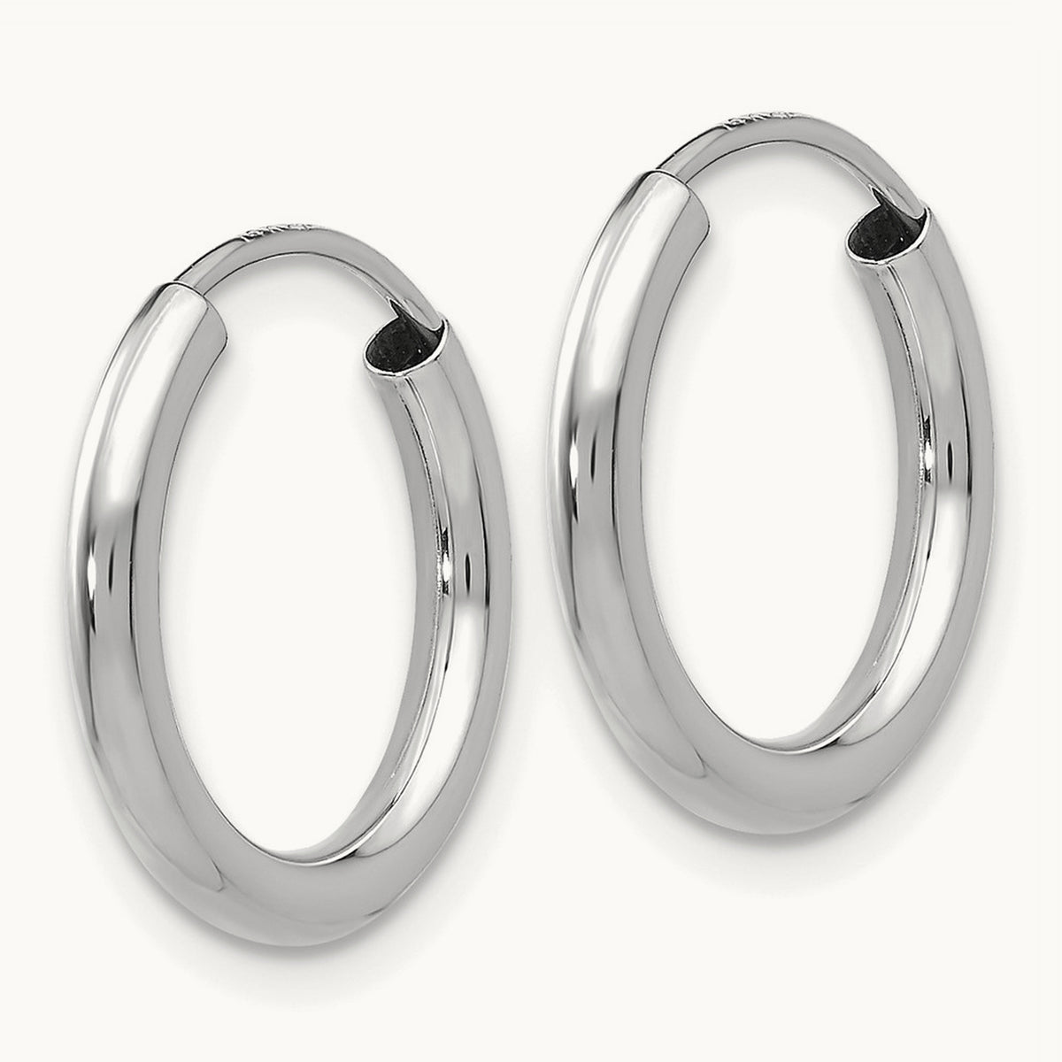 Polished Endless Hoop Earrings — 14K White Gold