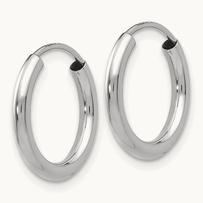 Polished Endless Hoop Earrings — 14K White Gold
