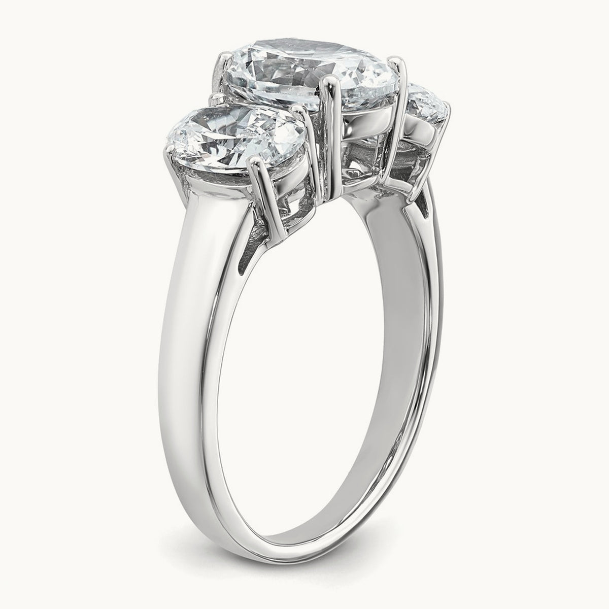Oval 3 Stone Engagement Ring, 1.25-3.50 ct tw Lab-Grown Diamond — 3 5/8 ct, 14K White Gold